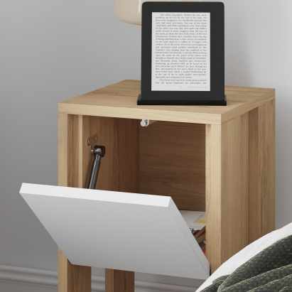 Тумба прикроватная EMA NIGHTSTAND SAPPHIRE OAK WHITE 30X30X55 СМ. (LEV01108)