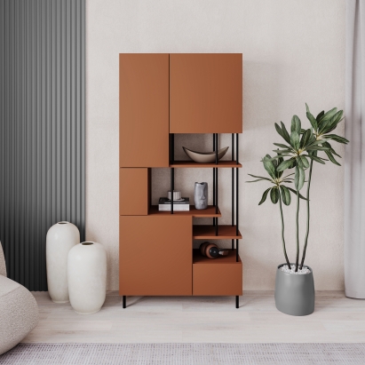 Стеллаж прямой KEY BOOKCASE CINNAMON CINNAMON CINNAMON 84X34X175,4 СМ. (LEV01122)