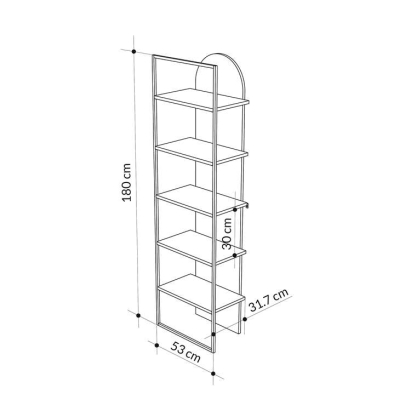 Стеллаж прямой ARCHY BOOKCASE WHITE WHITE BLK 53X32X180 СМ. (LEV01139)