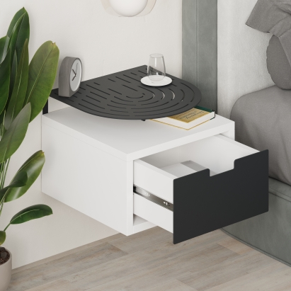 Тумба прикроватная OSLO NIGHTSTAND WHITE Black BLK 33X33,3X24 СМ. (LEV01137)