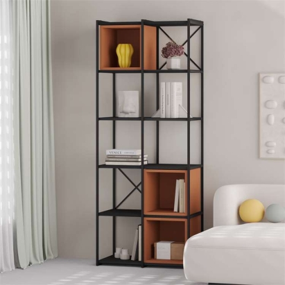 Стеллаж прямой VALE MIDI BOOKCASE BLACK BLACK WOOD CINNAMON 71X39X179 СМ. (LEV01147)