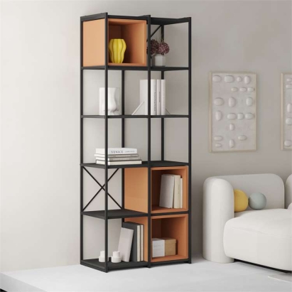 Стеллаж прямой VALE MIDI BOOKCASE BLACK BLACK WOOD CINNAMON 71X39X179 СМ. (LEV01147)