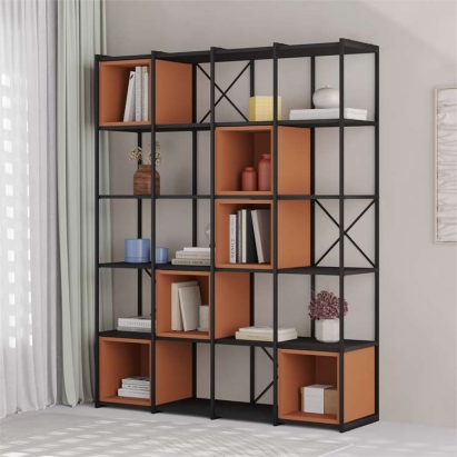 Стеллаж прямой VALE MAXI BOOKCASE BLACK BLACK WOOD CINNAMON 140X39X179 СМ. (LEV01148)