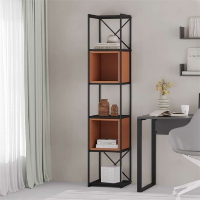 Стеллаж прямой VALE MINI BOOKCASE BLACK BLACK WOOD CINNAMON 36,2X39X179 СМ. (LEV01146)