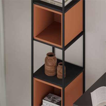 Стеллаж прямой VALE MINI BOOKCASE BLACK BLACK WOOD CINNAMON 36,2X39X179 СМ. (LEV01146)