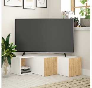 ТВ тумба COMPACT TV STAND WHITE WHITE OAK 90X92X32 СМ. (LEV00408)
