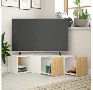 ТВ тумба COMPACT TV STAND WHITE WHITE OAK 90X92X32 СМ. (LEV00408)