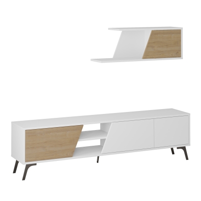 Тумба под ТВ FIONA TV UNIT WHITE WHITE OAK 180X36X48 СМ. (LEV00563)