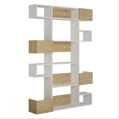 Стеллаж прямой NIHO BOOKCASE WHITE WHITE OAK 120X25X171 СМ. (LEV00648)