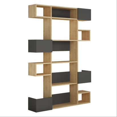 Стеллаж прямой NIHO BOOKCASE OAK OAK ANTHRACITE 120X25X171 СМ. (LEV00651)