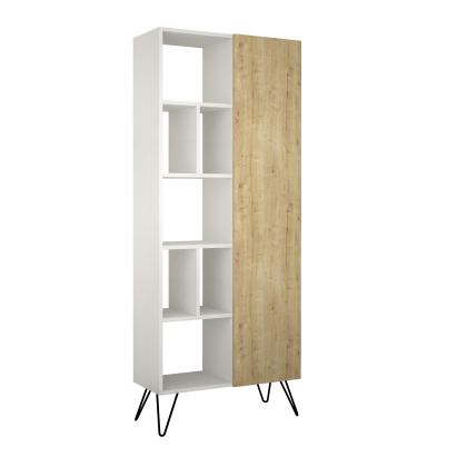 Стеллаж прямой JEDDA BOOKCASE WHITE WHITE OAK 81X30X191 СМ. (LEV00667)