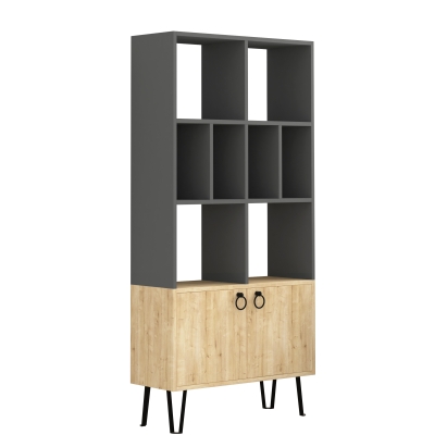 Стеллаж прямой BENE BOOKCASE ANTHRACITE OAK OAK 80X30X166 СМ. (LEV00645)