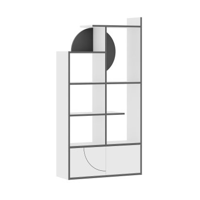 Стеллаж прямой HALF BOOKCASE ANTHRACITE WHITE WHITE 85X30X165 СМ. (LEV00676)