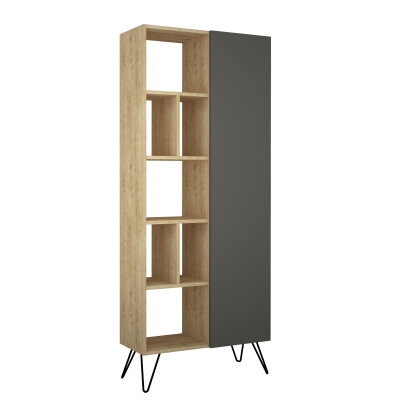 Стеллаж прямой JEDDA BOOKCASE OAK OAK ANTHRACITE 81X30X191 СМ. (LEV00668)