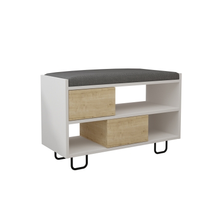 Обувница TROY BENCH WHITE WHITE OAK 84X36X54 СМ. (LEV00735)