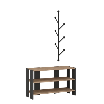 Обувница с вешалкой для одежды MANC SHOE RACK-HANGER ANTHRACITE OAK ANTHRACITE 83X30X43 СМ. (LEV0080