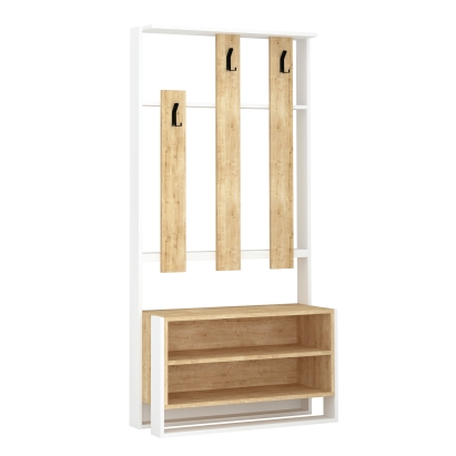 Обувница с вешалкой для одежды CHESTER HALL STAND WHITE OAK OAK 90X36X180 СМ. (LEV00763)