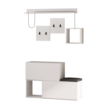 Обувница с вешалкой для одежды HOLDON HANGER WHITE WHITE WHITE 120X37X88 СМ. (LEV00792)