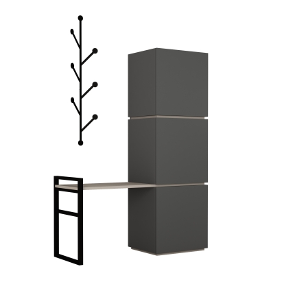 Обувница с вешалкой для одежды MELLO HALLWAY STAND ANTHRACITE LIGHT MOCHA ANTHRACITE 109X39X149 СМ. 