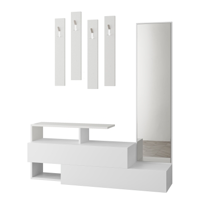 Обувница с вешалкой для одежды RAMDA HALL STAND WHITE WHITE WHITE 137X35X154 СМ. (LEV00753)