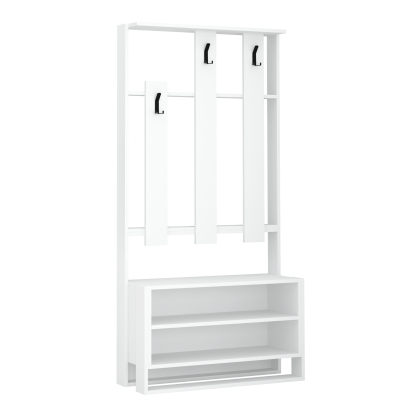 Обувница с вешалкой для одежды CHESTER HALL STAND WHITE WHITE WHITE 90X36X180 СМ. (LEV00762)