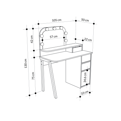 Туалетный столик AVIEN DRESSING TABLE OAK LAGINA LAGINA 105X51,5X131 СМ. (LEV01090)