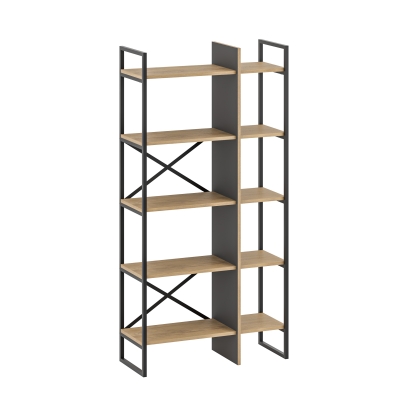 Стеллаж прямой DETROIT BOOKCASE BLACK OAK SILKY BLACK 87,5X35X175 СМ. (LEV01131)